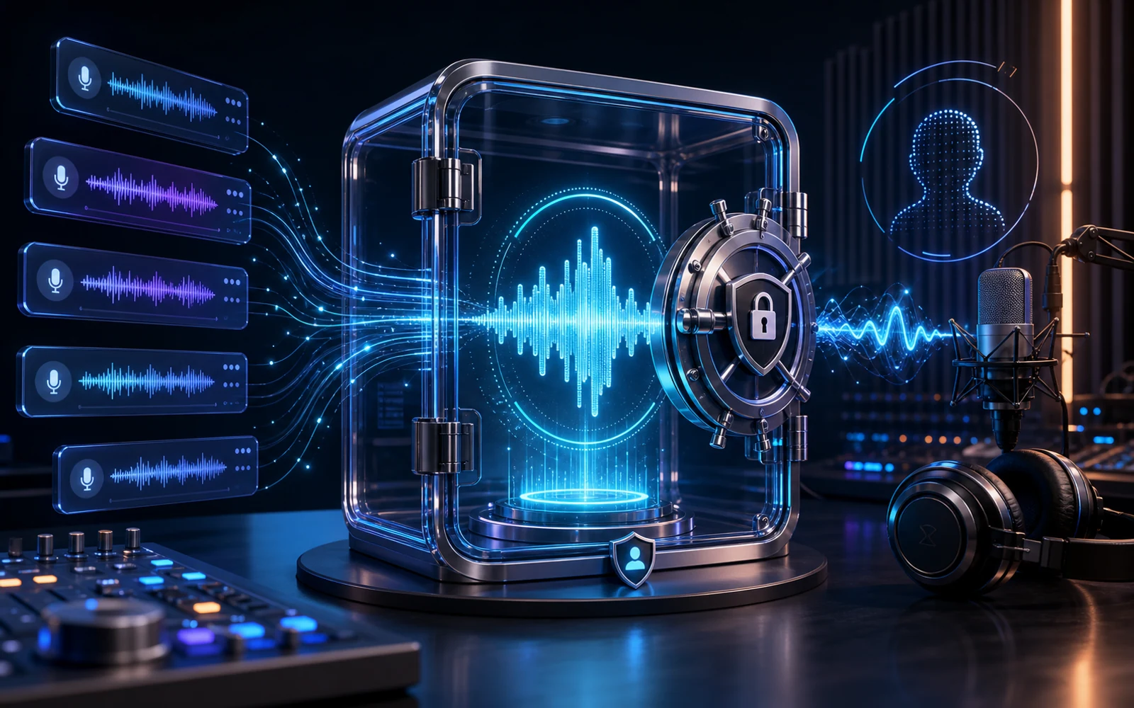 Eleven AI cloning workspace with reference audio, permission confirmation, and private model creation